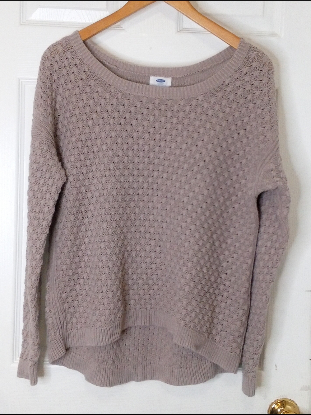 Old Navy Taupe Textured Boatneck Knit Sweater